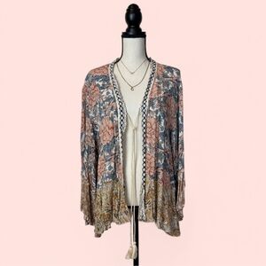 GiGiO USA Floral Kimono with Tassels